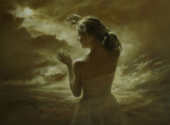 《天空之恋》100x130cm 材料：布面油画 2014