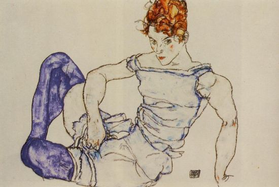 Egon Schiele. Seated Woman in Violet Stockings (1917)