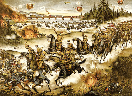 3 的确是万马奔腾，日本要打一仗，的确无所不用其极。海陆空，连骑兵也渡海进攻。