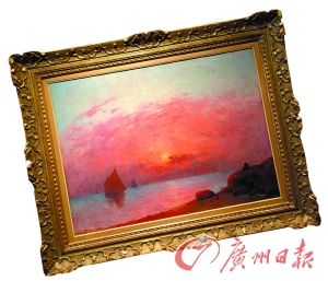 费迪南德·都·彭果都 　　《夕阳下的帆船》（布面油画）
