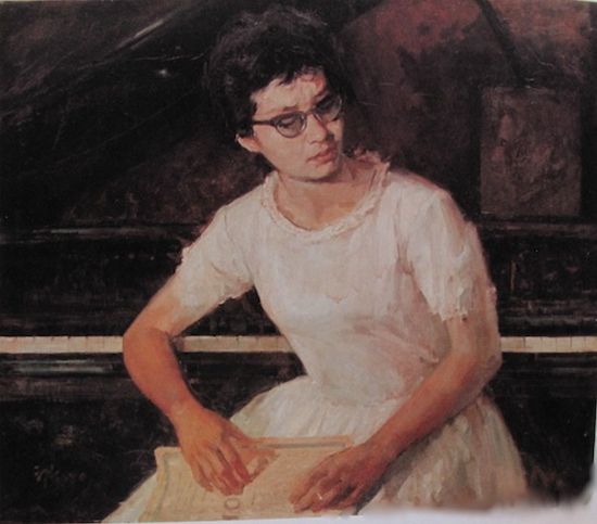 俞云阶1963年作《此时无声（钢琴家顾圣婴）》