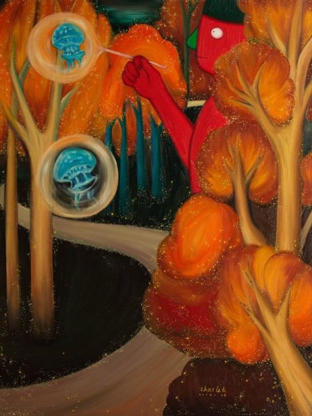 泡泡里的水母，120x160cm，布面油画，2014