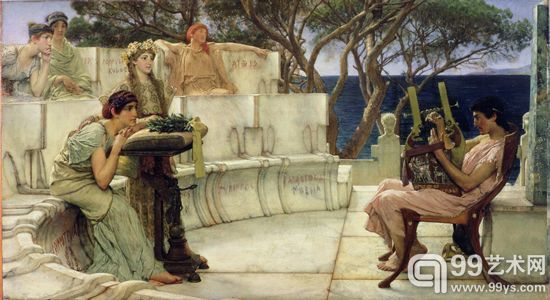 劳伦斯·阿尔玛·塔德玛《莎孚与阿尔卡艾乌斯》1881年