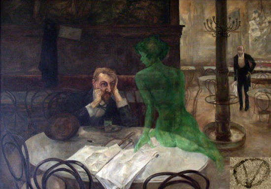 Viktor Oliva《喝苦艾酒的人》，1901