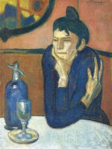 毕加索《喝苦艾酒的人》，1901