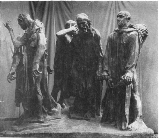 如今，全球至少有12个城市拥有罗丹雕塑作品的《加莱义民》，图为其刚刚创作完成不久的摄影图片