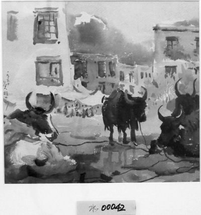 《天坛祈年殿》 关广志 水彩 1951年 中国美术馆藏。