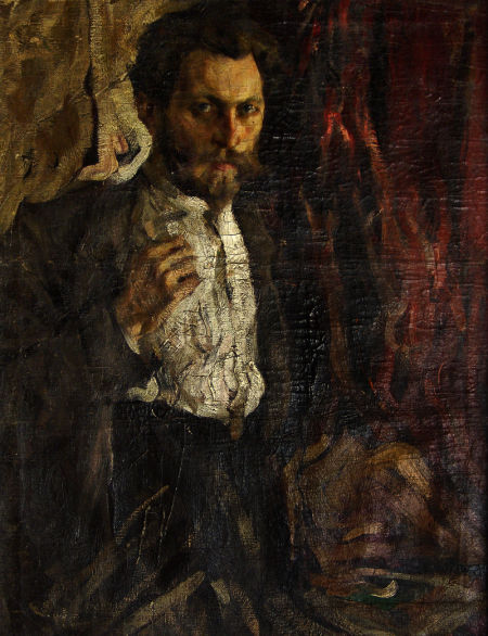 《格•阿•斯洛勃沙尼诺夫肖像》1914年--布面油画--79.5cm×60