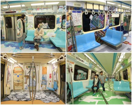 由六位艺术家混搭创作完成的“捷运行动美术馆”列车即将出发，要给大家耳目一新的乘车体验。（图／台北市观传局提供）