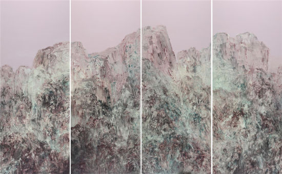 大有作品 莲花山色 4连画 300x480cm 布面丙烯 2014