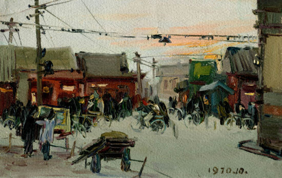旧时的大十字市场》 1970年 15.7×25cm