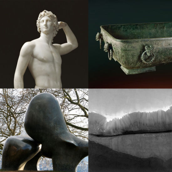 图注：古希腊雕塑、中国古代青铜器、现代雕塑、现代水墨