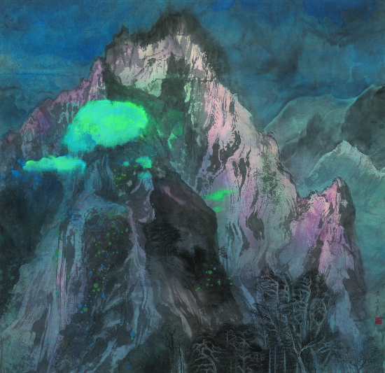 袁运甫 蓝山　1977　纸本 彩墨　86×108cm