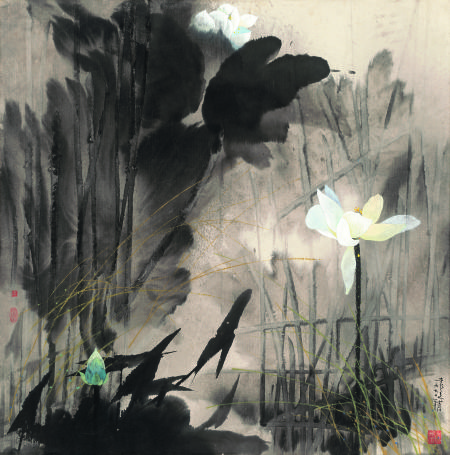 袁运甫 幽香　1990年　纸本 彩墨　100×100cm