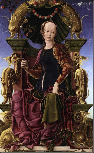红：柯西莫。杜拉(Cosimo Tura)，《缪斯(卡利俄佩？)》，约1455-1460年作