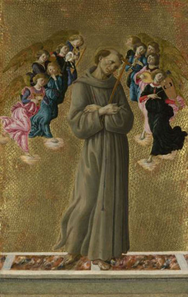 金、银：桑德罗·波提切利(Sandro Botticelli)，《圣弗朗西斯与众天使》，约1475-1480年作