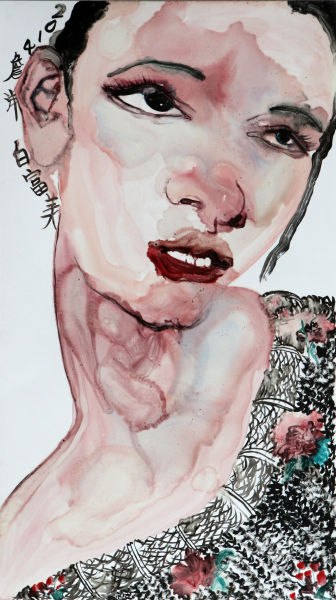 詹洋 《白富美》2014 纸本油画30x52cm