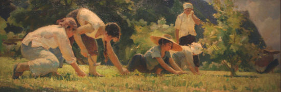 张文新 间苗 158cm x 50cm 1963年 麻布油彩