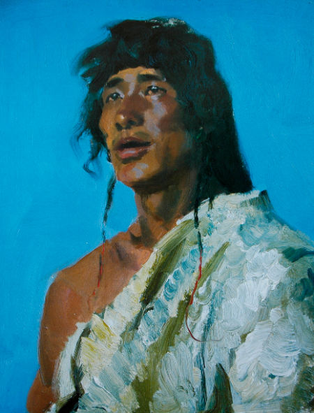  董希文 山歌 53cmx38cm 1962年 木板油彩 女儿藏