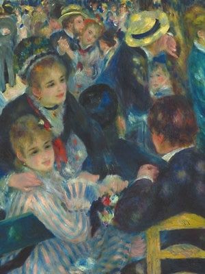奥古斯特·雷诺阿《煎饼磨坊的舞会》(局部)　　1876年画布油画131×175cm奥赛博物馆