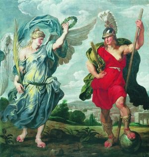 鲁本斯油画《胜利女神与豪迈女神》