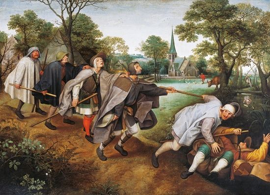 《盲人领路》 卢卡斯·凡·瓦克布奇 根据老彼得·勃鲁盖尔原作复制