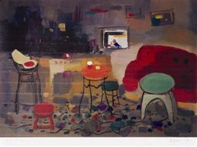 吴冠中版画《英国乡村酒店》，山东世纪华夏拍卖有限公司2013年秋拍拍品