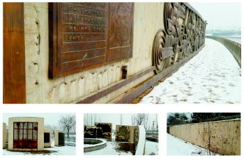 在小清河北岸黄岗桥附近,文化长廊青铜浮雕上的日期被偷走。