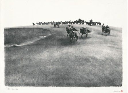《青海大草原》（石版）1992 年 56×76cm