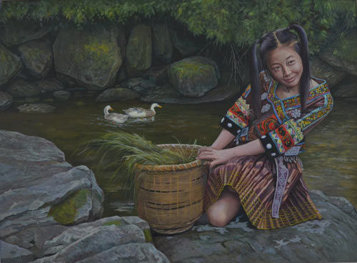 唐三超入选作品《苗家少女》