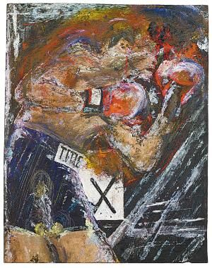 图为培根油画《拳手》，贝瑞·焦尔将此捐赠南艺美术馆，这是国内拥有的第一张培根作品。 供图 南艺美术馆