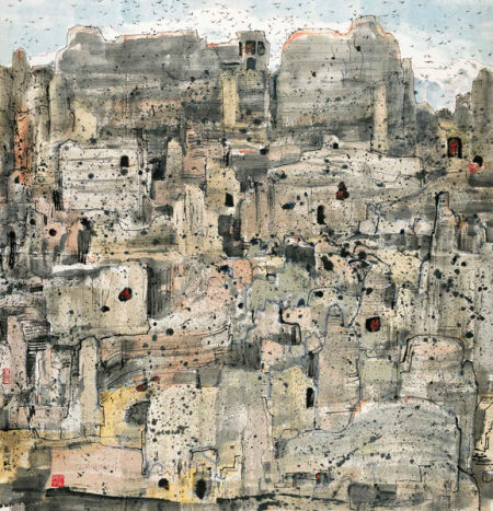 吴冠中《交河故城》，1981年作，设色纸本 镜框，106 x 102 公分