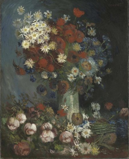 荷兰海牙Kroeller Mueller博物馆馆藏的梵高作品《野花与玫瑰》