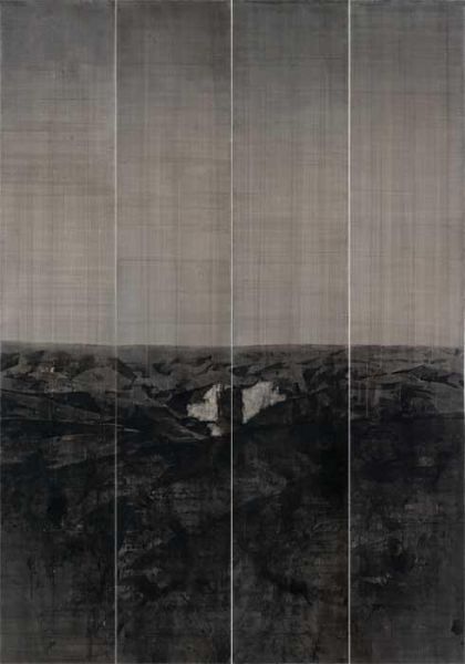 曹吉冈《风景》2013年，亚麻布坦培拉，400x280cm