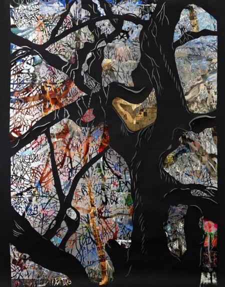 宋昕《树的生命系列-此时此地》2008年，综合材料，244x173cm