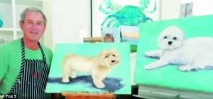 小布什画了数十幅以狗为主题的作品。 