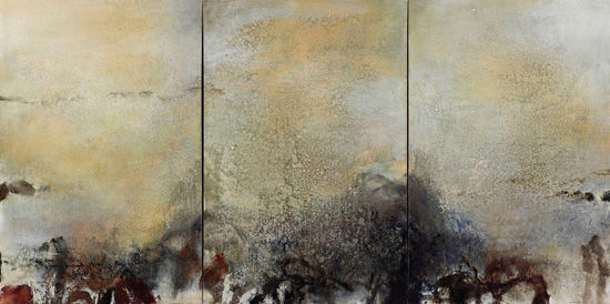 赵无极《15.1.82》(三联作)，油彩画布，1982年作，195. 3 x 390.5公分