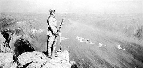 创作于1972年的陈逸飞成名作《黄河颂》长297厘米、宽143.5厘米，描绘一位红军站在黄河旁山岭上眺望，天际间一行大雁体现出画家的浪漫主义追求。