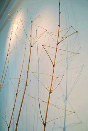 文豪的雕塑作品《枝·点》是由竹和胶组成的观念雕塑，目前正在武汉美术馆“渐——江汉繁星计划：2013青年艺术家研究展”中展出。这一展览的策展人也是吴洪亮，在6月30日的讲座中，他曾多次引用这件作品来说明现代雕塑概念的变化以及由此带来的收藏方式的改变。