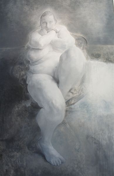 《微胖的裸女》是毛焰的大尺幅肖像画新作。
