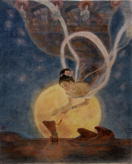 国画-蔡频春-丝路月圆