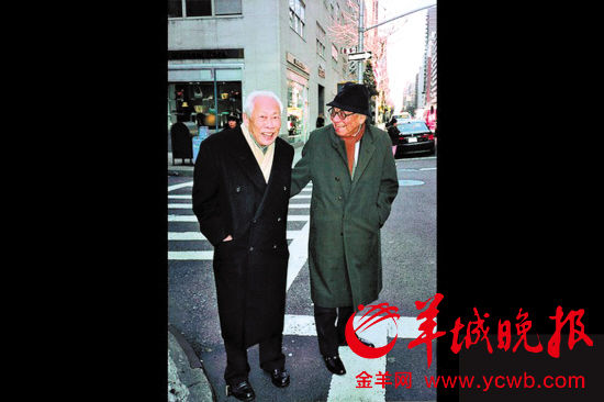 2005年，赵无极（图左）与老朋友贝聿铭在纽约