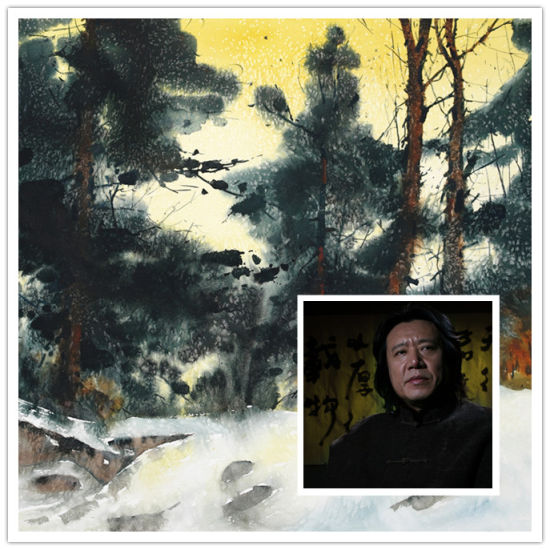 张翔得  水彩画  故乡的梦幻丛林之二  61cmx94cm  2012年