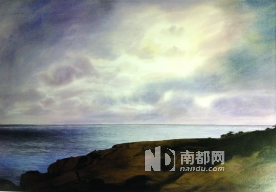 《有风的日子》，陈坚作品。空中乌云的分布 ，色彩的浓淡，具有一定的随意性，即使是同一作者，也难保证能画出一模一样的作品。