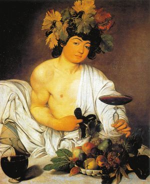 卡拉瓦乔的油画《年轻的酒神》 