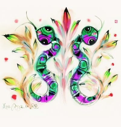 蛇（国画） 54×39厘米 韩美林