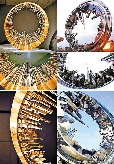 左图为美国James McNabb设计公司的城市系列作品的局部；右图为《天行健》的局部。（网络图片）