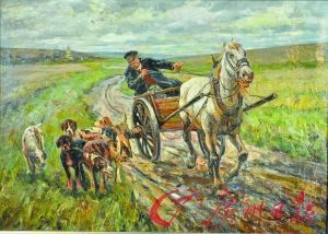 前苏联油画《狩猎出发》