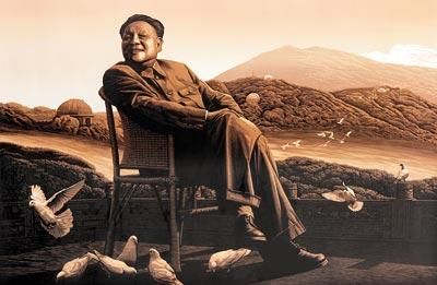 版画《紫金山的早晨：1983年邓小平在南京》