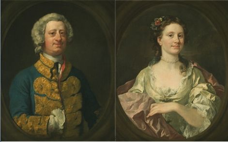 《威廉和伊丽莎白•詹姆斯夫妇肖像画》----- 威廉·贺加斯William Hogarth，1744年，帆布油画 美国马萨诸塞州伍斯特艺术博物馆藏品